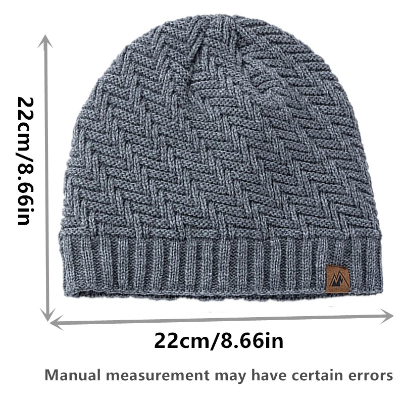 Unisex Peak Labal Winter Hat | Warm Knitted Beanie with Plush Fur Lining additional angle