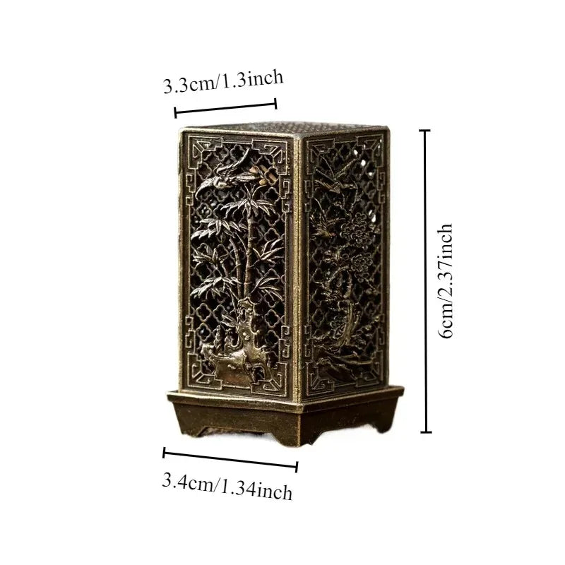 Square Vertical Incense Burner | Small Xiangyun Alloy Holder for Home Aromatherapy detail view