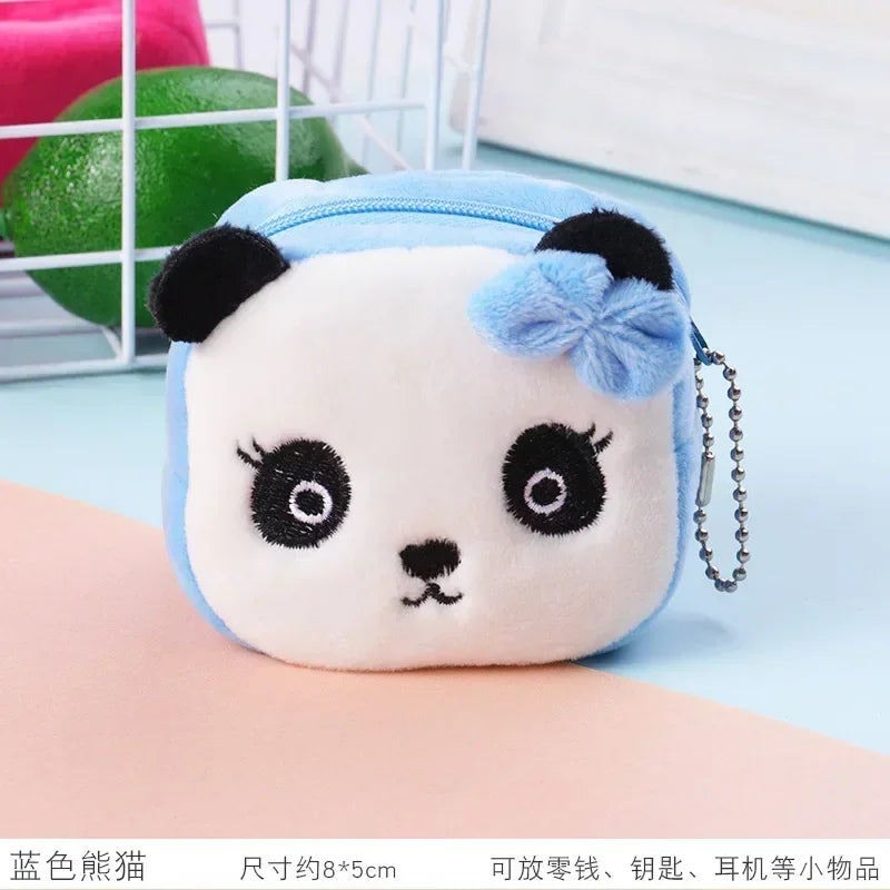 Cute Animal Plush Coin Purse | Zipper Change Purse with Keychain Mini Wallet detail view