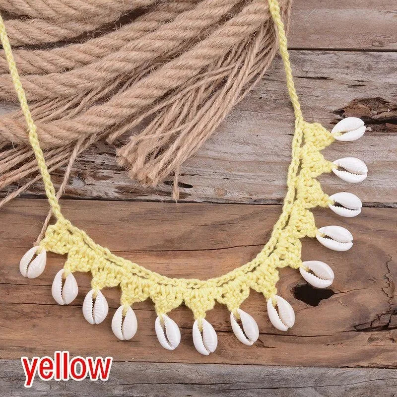 Handmade Shell Choker Necklace | Bohemian Beach Jewelry for Women detail view