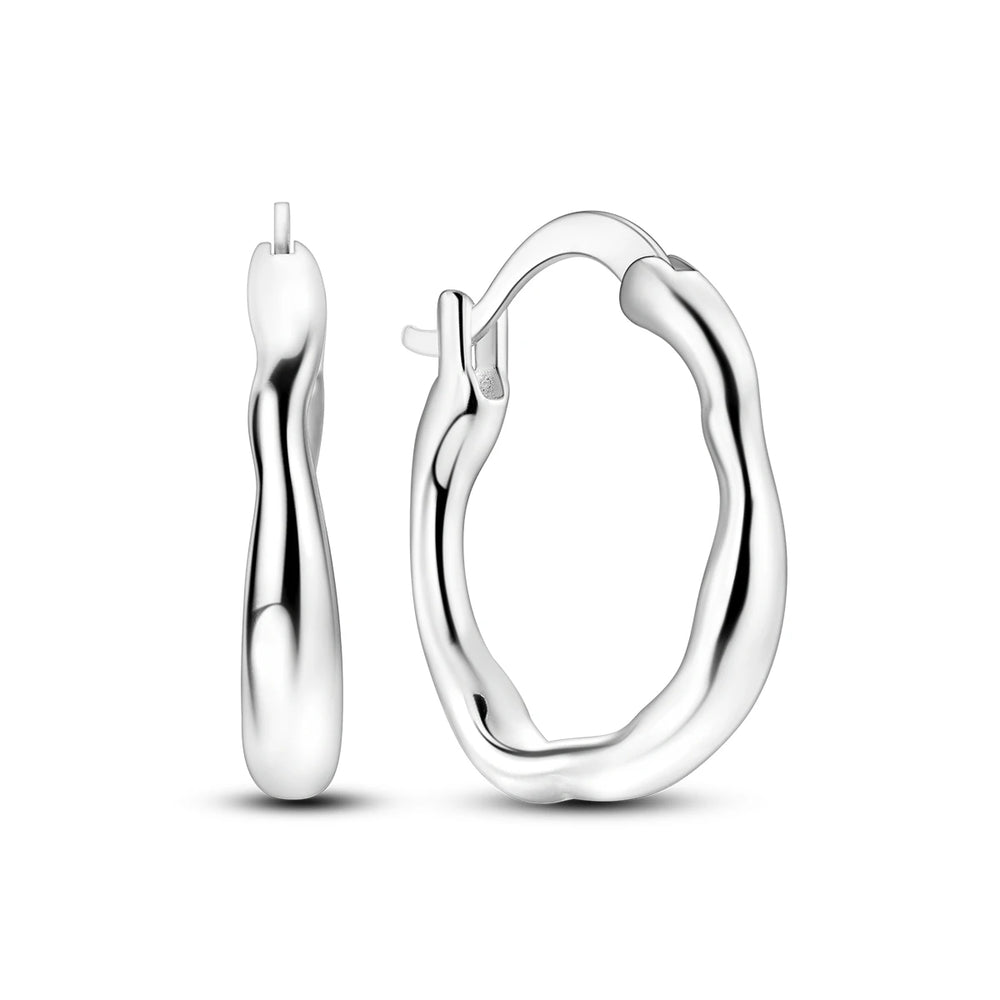 Original 925 Sterling Silver Women Hoop Earrings High Quality Shine Zircon U Shaped C lifestyle view