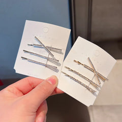 3pcs Shiny Hairpins Fine Rhinestone Particles Gold Color Thin Hairpins Woman's Hair Accessories