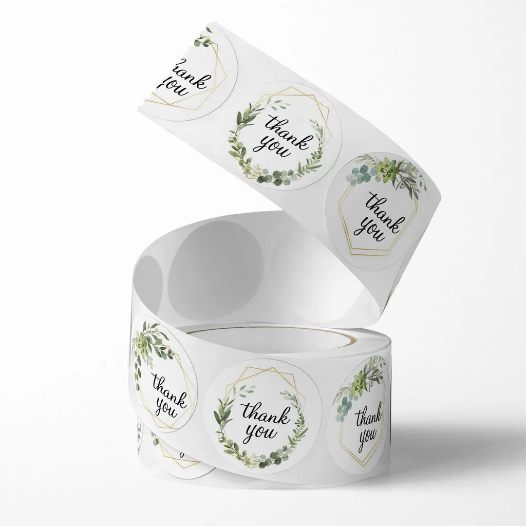500 Pieces Round Floral Thank You Stickers | Self-Adhesive Gratitude Labels alternate view