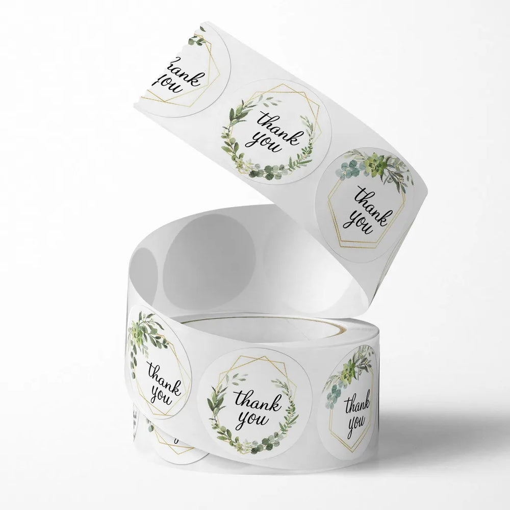 500 Pieces Round Floral Thank You Stickers | Self-Adhesive Gratitude Labels alternate view