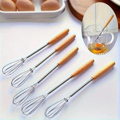 1pc/3pcs Set of Whisks with Solid Wood Handles | Stainless Steel Kitchen Whisk and Cr alternate view