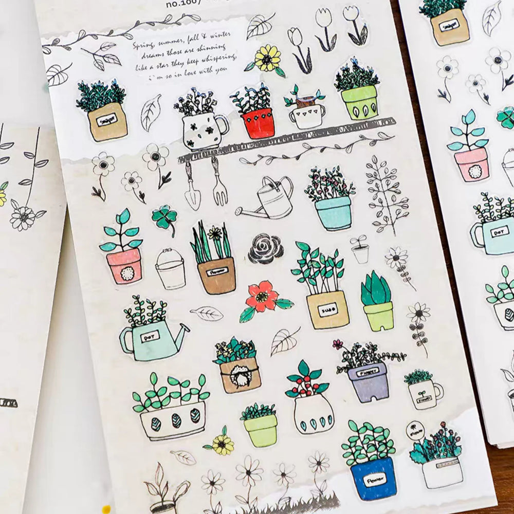 Suatelier Potted Plant PVC Stickers | Korean Import DIY Scrapbooking Set alternate view