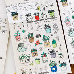 Suatelier Potted Plant PVC Stickers | Korean Import DIY Scrapbooking Set alternate view