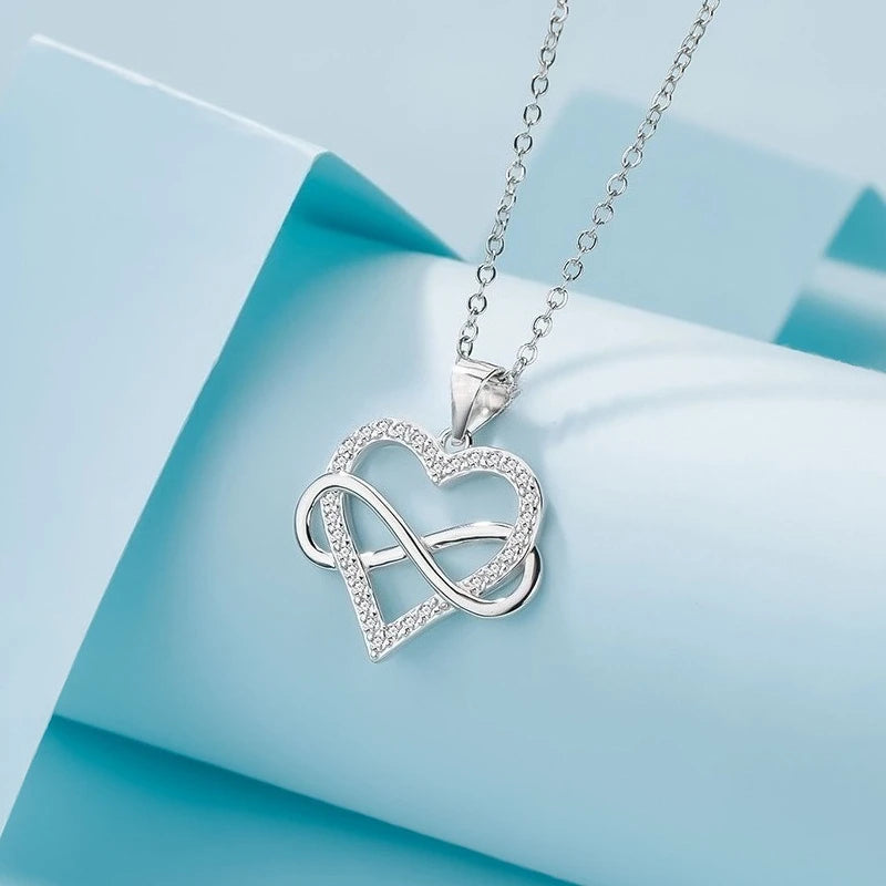 925 Sterling Silver Zircon Fashion Korean Women Elegant Round Pendant Necklace Birthday Jewelry Ster