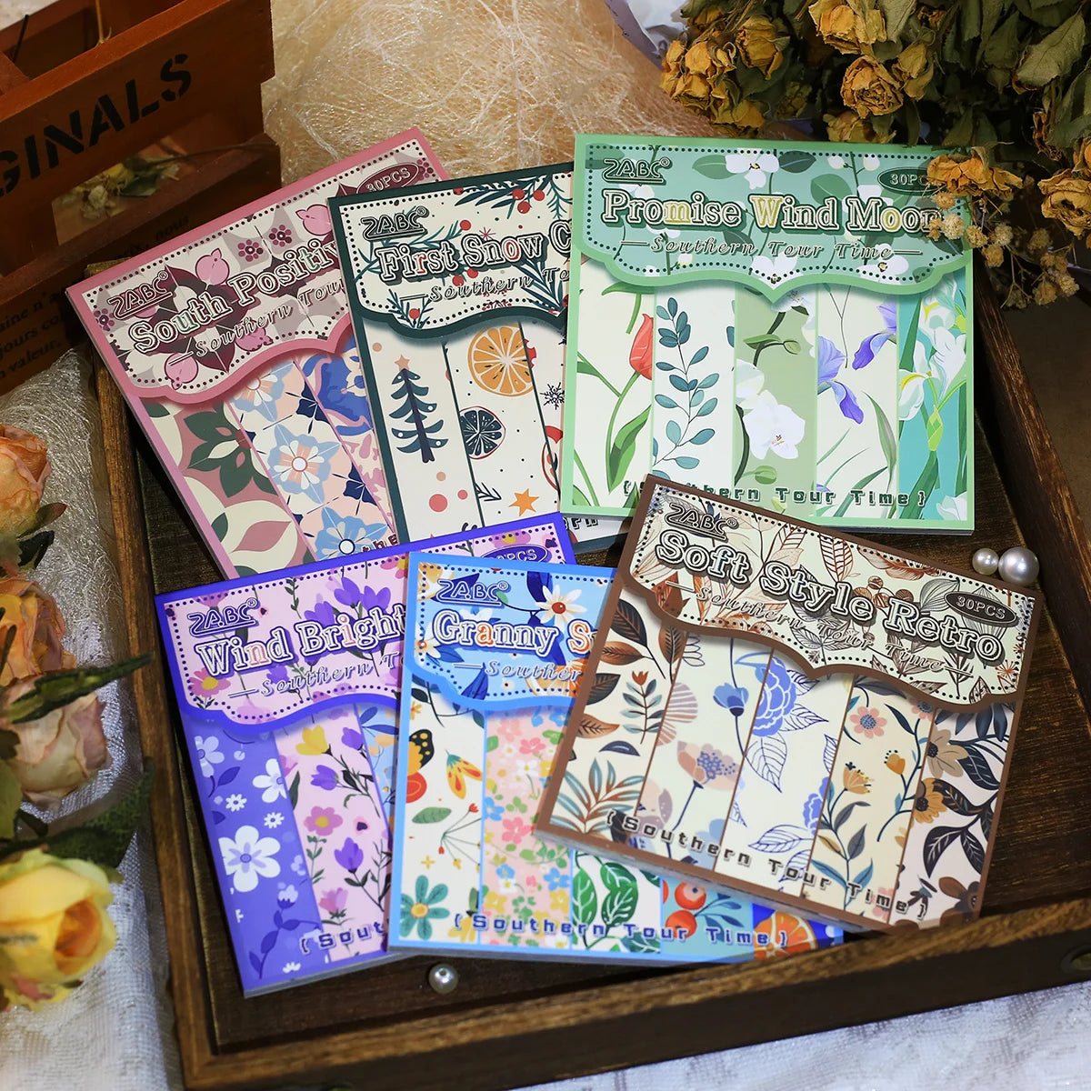 Vintage Floral Scrapbook Paper Set | 30 Sheets Aesthetic Journaling Supplies alternate view