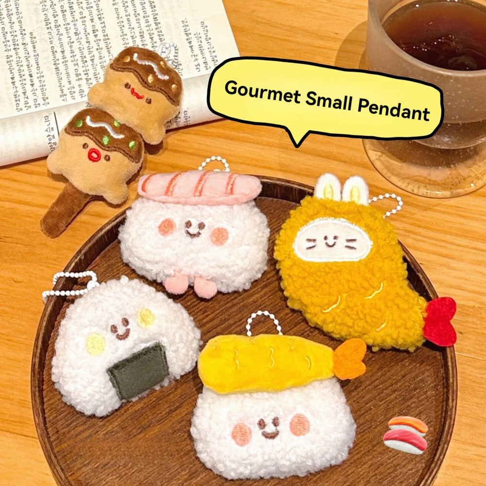 1/6/12 Pcs Cute Food Doll Pendant Plush Sushi Food Play Pendant Backpack Keychain Pen lifestyle view