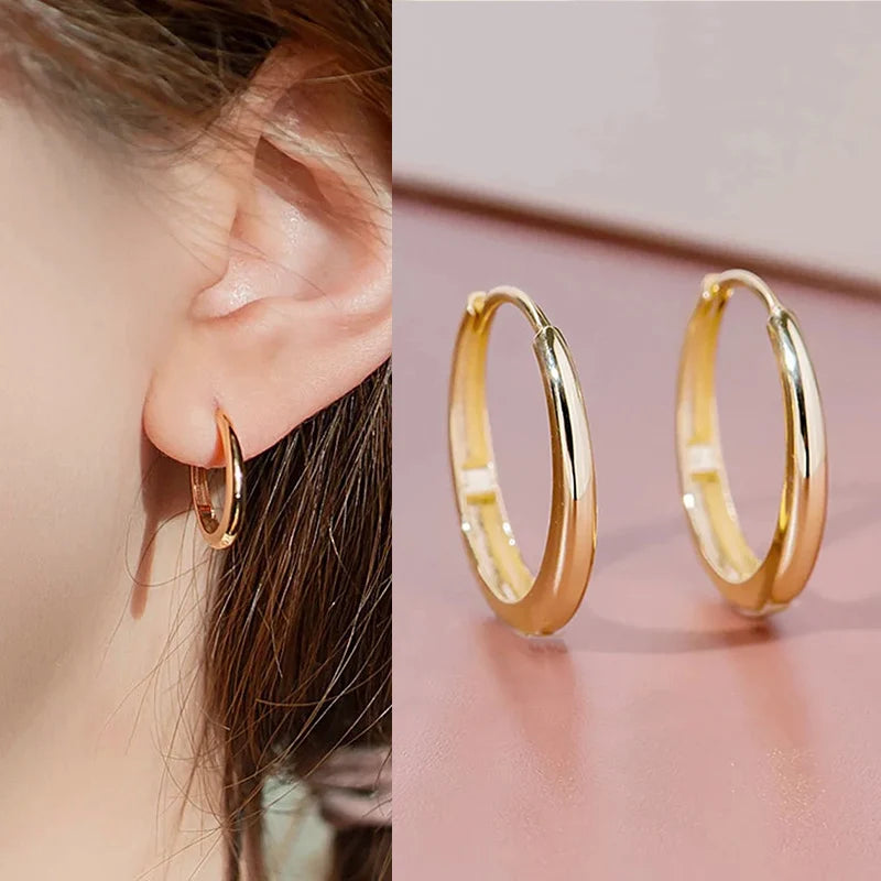 Geometric Metal Hoop Earrings for Women | Trendy Fashion Jewelry Set additional angle