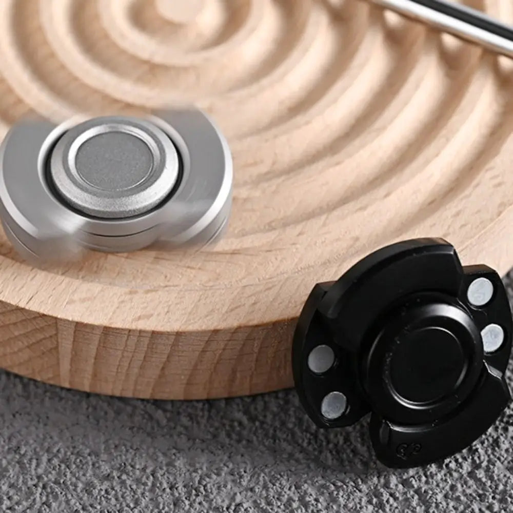 Stainless Steel 3 in 1 Fidget Spinner and Slider Combo | Click Button Metal Toy for Adul detail view