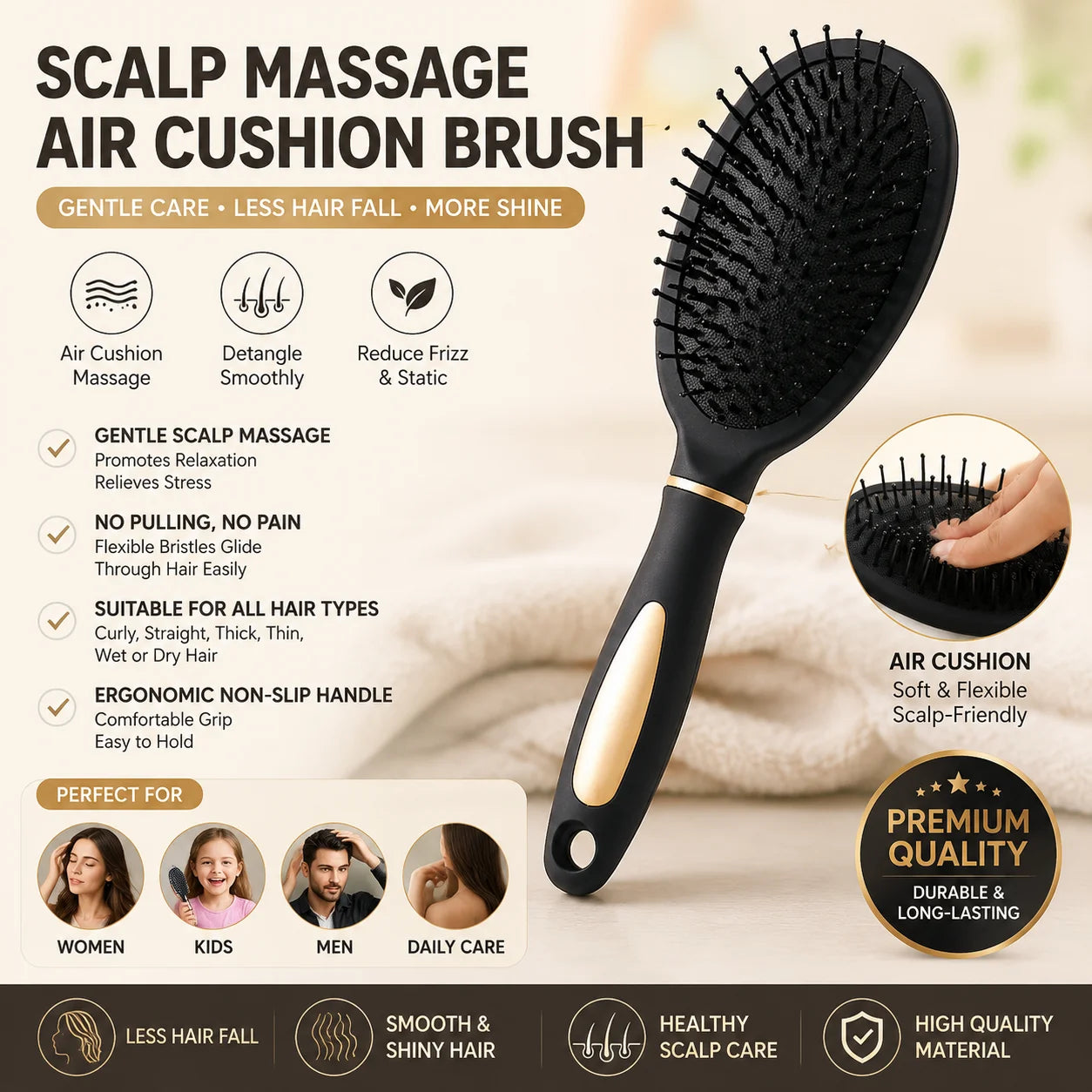 Scalp Massage Air Cushion Hair Brush Anti Tangle Detangling Comb Reduce Hair Fall Anti Static Hair C