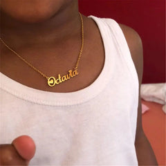 Personalized Name Necklace for Little Girl Boy | Stainless Steel Initial Customized Gi close-up view