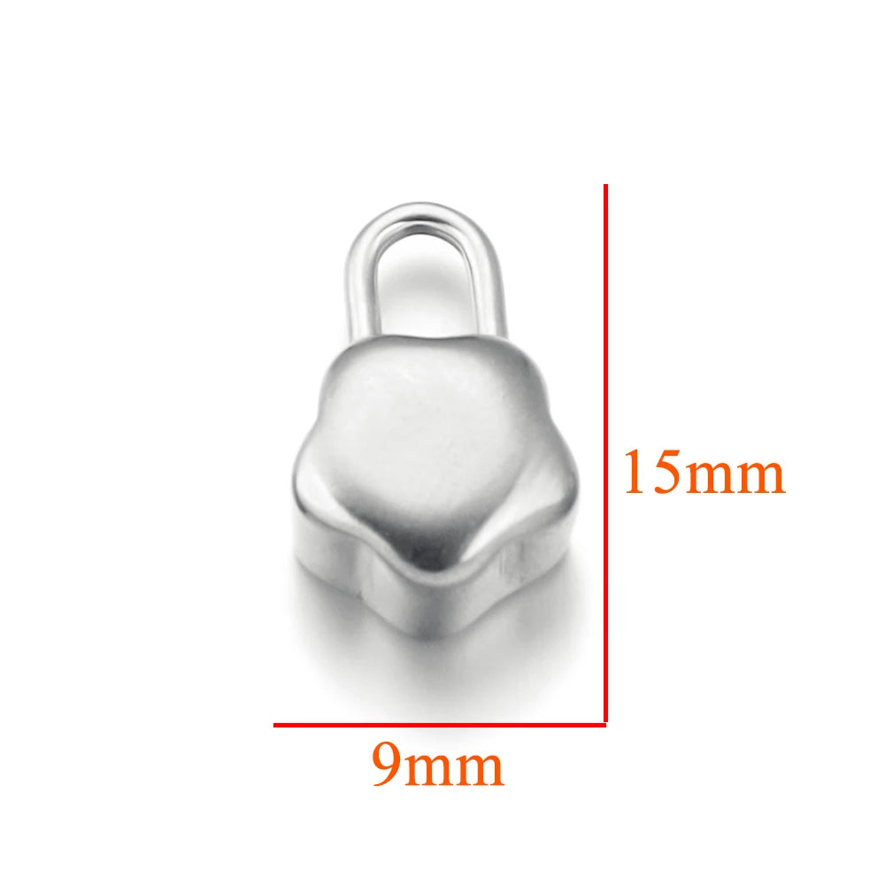 5pcs Stainless Steel Heart Lock Key Gold Plated Love Pendant Punk Hip Hop for DIY Neck close-up view