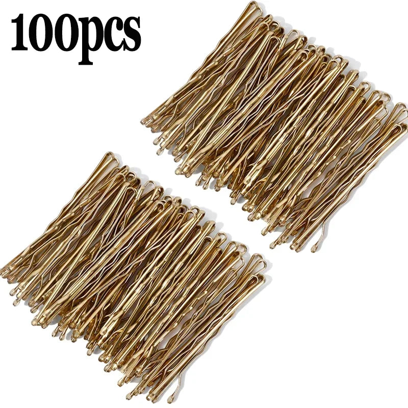 100/50pcs Black Straight Line Hair Clip U-shaped Needle Lady Hairpins Curly Wavy Grips Women Bobby Pins Styling Hair Accessories