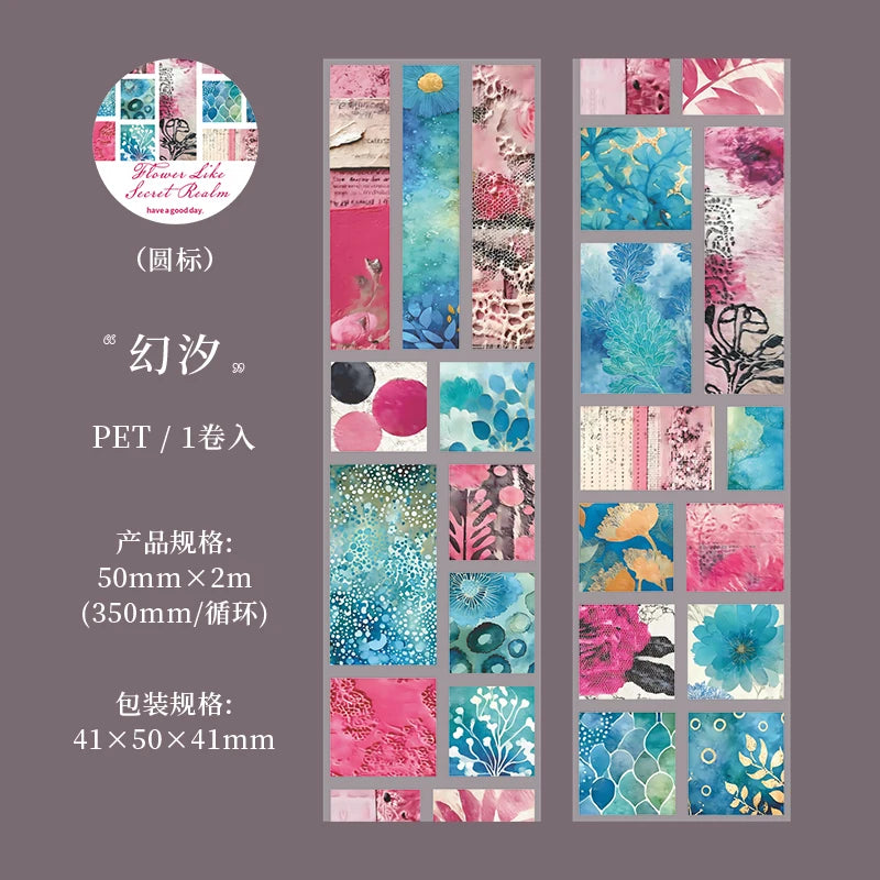 Vintage Floral Collage Tape Sticker | 5x200cm Decorative Masking Tape for Journaling close-up view