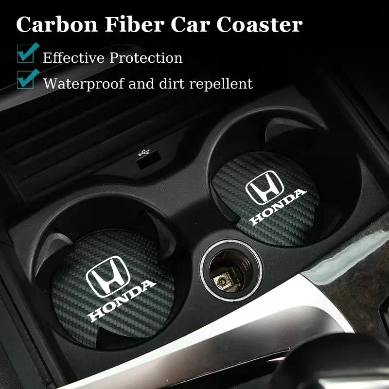 2Pcs Car Cup Groove Pad Leather Sound Insulation Mat | For Honda Civic Accord Fit Jazz Pilot CRV Ody