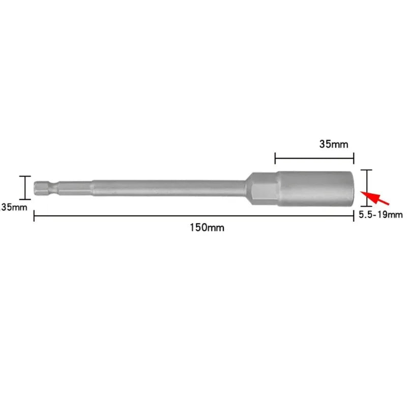 Electric Drill Socket Bit Set 150mm | Hex Nut Driver Adapter for Impact Drills additional angle