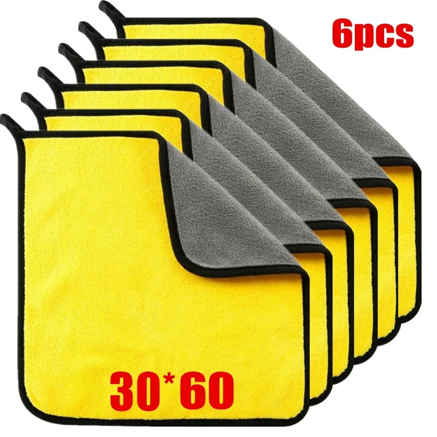 1/2/6pcs Microfiber Cleaning Towel Thicken Soft Drying Cloth Car Body Washing Towels alternate view