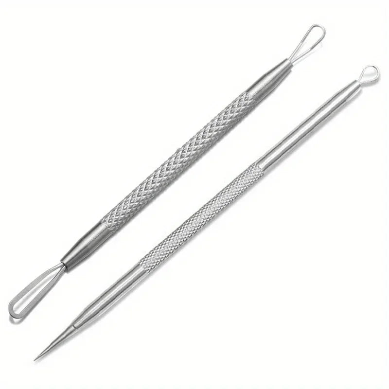 Stainless Steel Blackhead Remover Tool Kit | Professional Facial Cleanser Set with additional angle