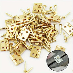 50Pcs Tiny Golden Mini Metal Hinges for 1/12 Dollhouse Miniature Furniture | Cabinet H close-up view