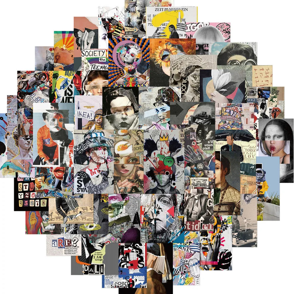 50PCS Modern Art Magazine Cover Graffiti Stickers | Waterproof Decals for Helmet Bicy alternate view