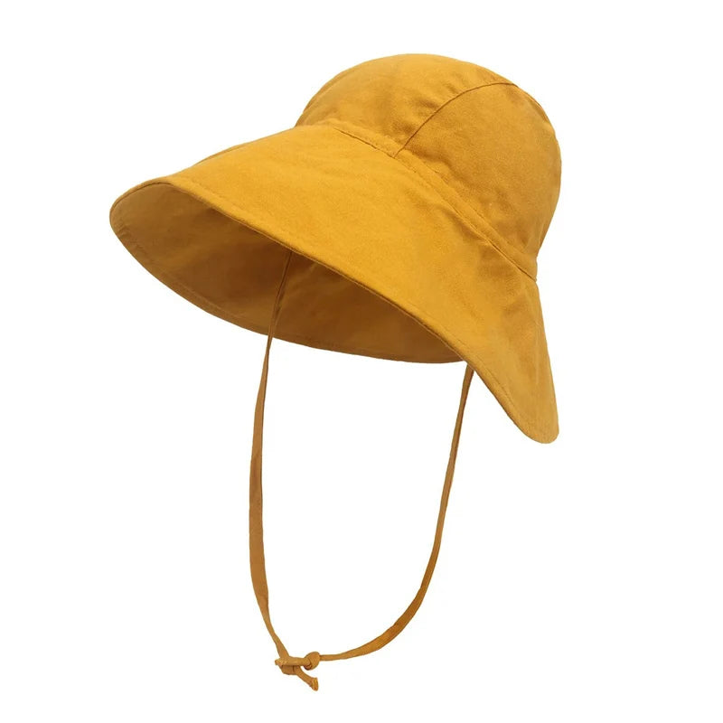 Big Brim Baby Sun Hat | Cotton Linen Kids Bucket Hat for Girls Boys detail view