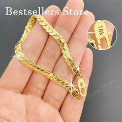 925 Sterling Silver, 18K Gold, 5mm Embossed Bracelet - Fashionable for Men and Women, Charming, Wedd