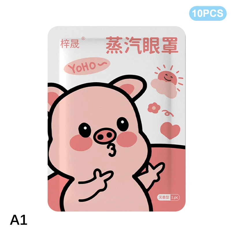 10Pcs Disposable Self-Heating Steam Eye Mask | Cartoon Sleep Aid & Eye Relaxation close-up view