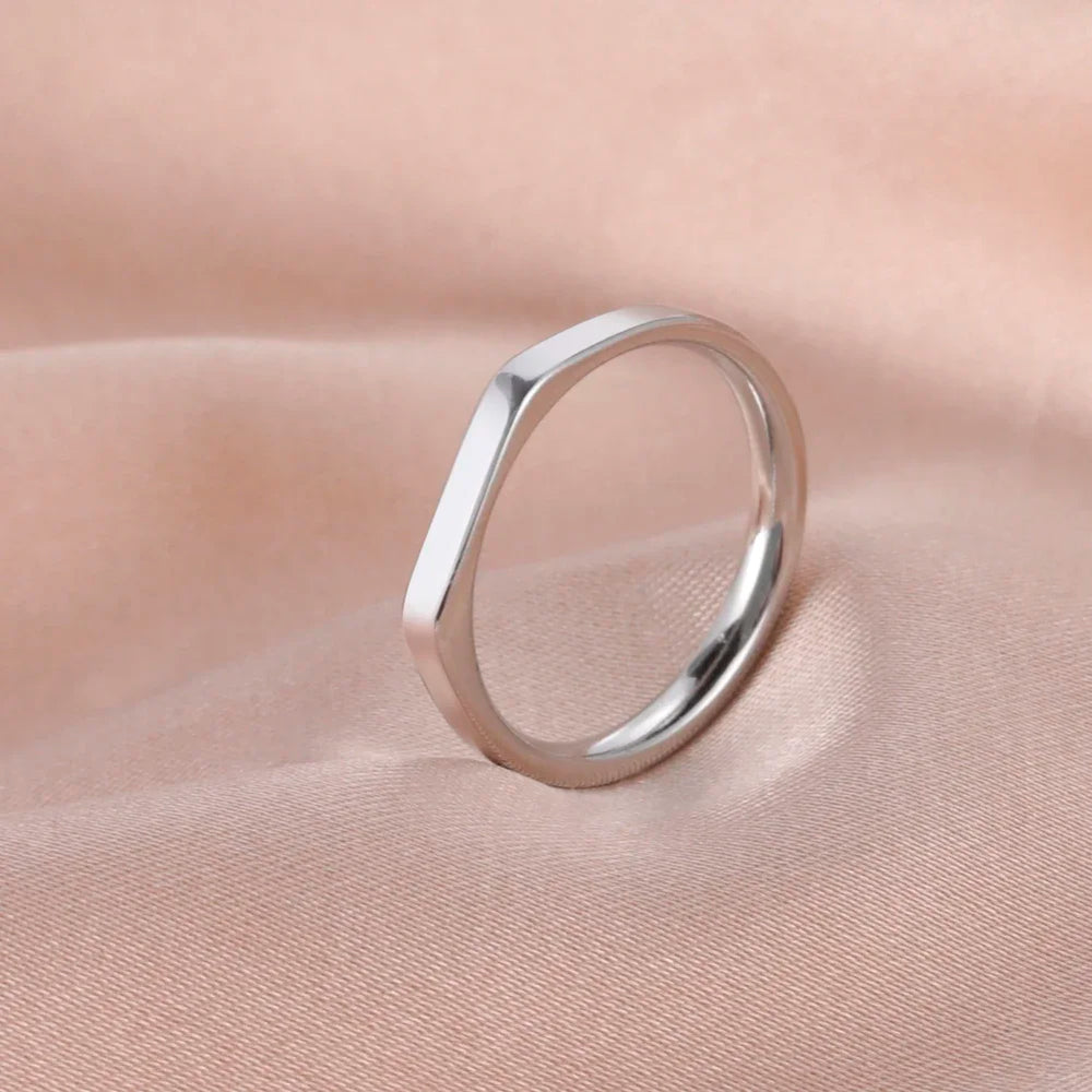 Skyrim Minimalist Signet Rings Women Men Stainless Steel Wide Rectangle Geometric Rings Fashion Wedd