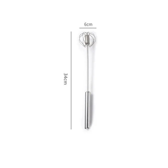 Household Semi-Automatic Rotating Egg Beater | Stainless Steel Manual Whisk detail view