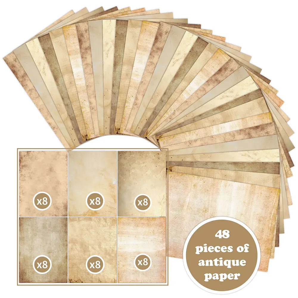 48 Sheets Vintage Scrapbook Paper Set | A4 Retro Junk Journal Collage Supplies additional angle