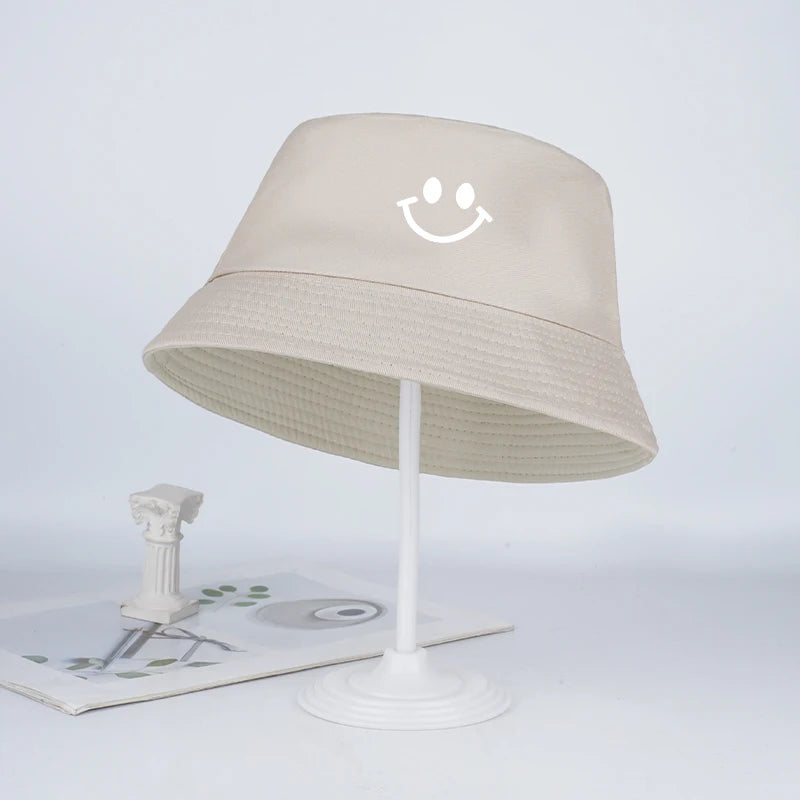 Smiley Face Fisherman Hat for Kids | Cute UV Protective Foldable Sun Hat close-up view