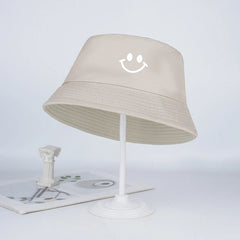 Smiley Face Fisherman Hat for Kids | Cute UV Protective Foldable Sun Hat close-up view