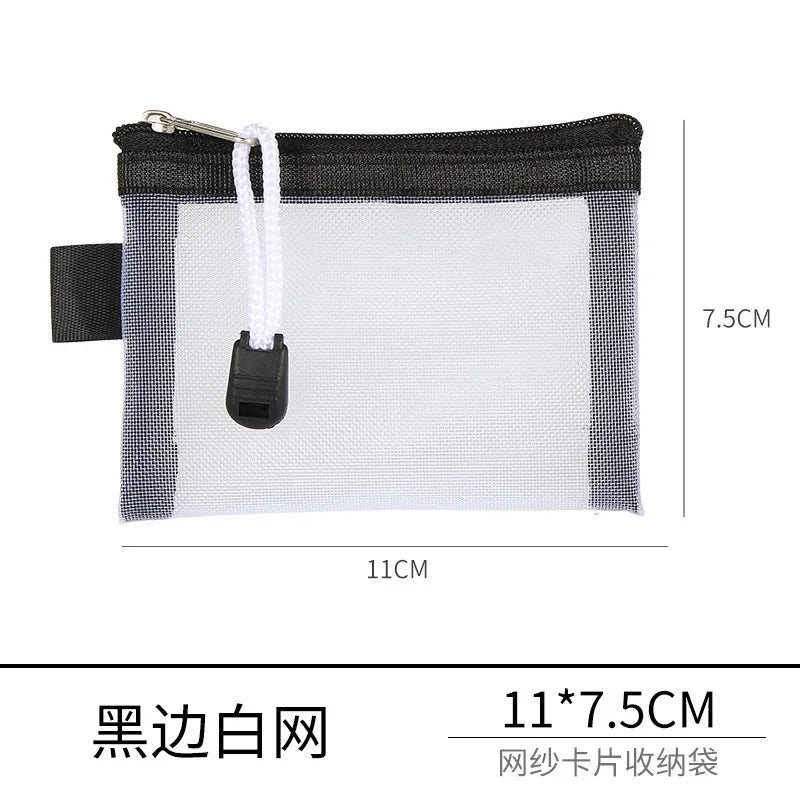 Mini Mesh Zipper Card Pouch | Transparent ID and Credit Card Storage Bag additional angle