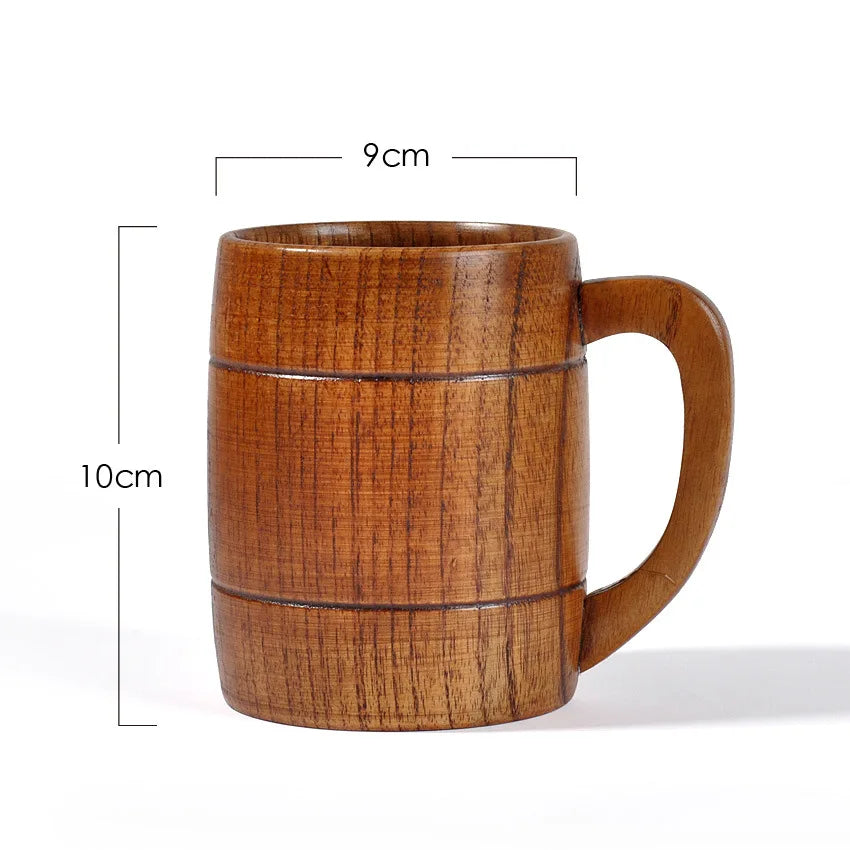 320ml Handcrafted Wooden Coffee Mug Natural Drinkware Cup Vintage Solid Wood Beer M additional angle