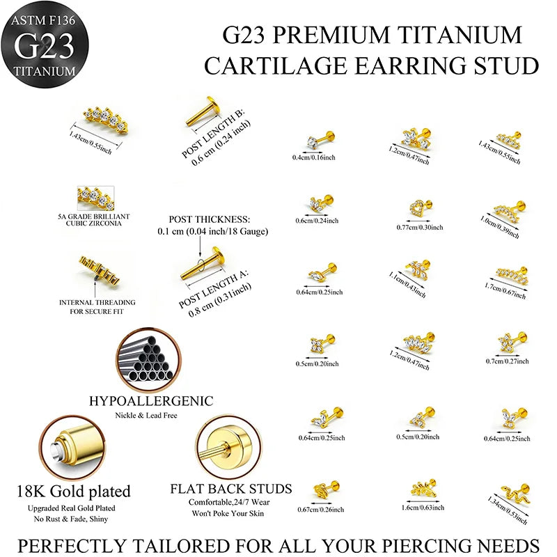 EVISPOL ASTM F136 G23 Titanium Tiny CZ Labret Lip Stud Earring for Women 16G Heart Car close-up view
