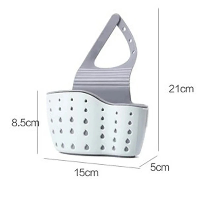Kitchen Sink Holder Hanging Drain Basket | Adjustable Soap Sponge Shelf Organizer additional angle