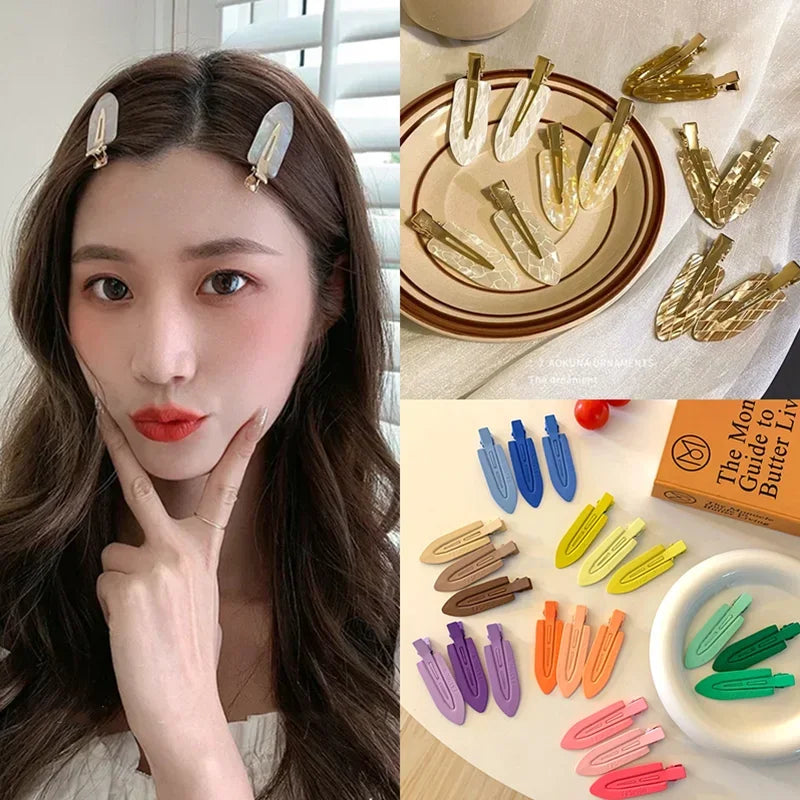 New 2/3/4pcs Korean Fashion Gold White Glitter Hair Pin Acetate Make Up Hair Clips Headwear Girls Wo