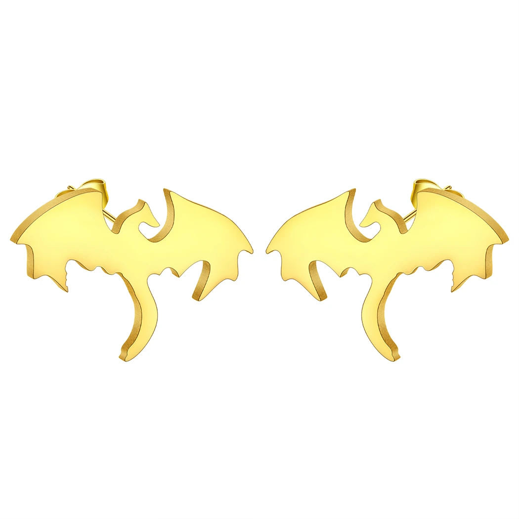 Punk Black Western Dragon Ear Stud | Stainless Steel Stud Earrings alternate view