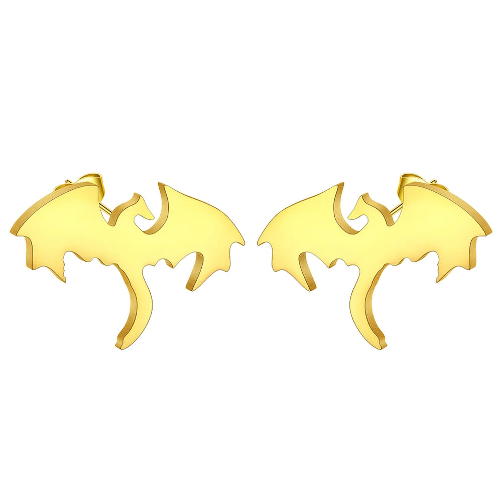 Punk Black Western Dragon Ear Stud | Stainless Steel Stud Earrings alternate view