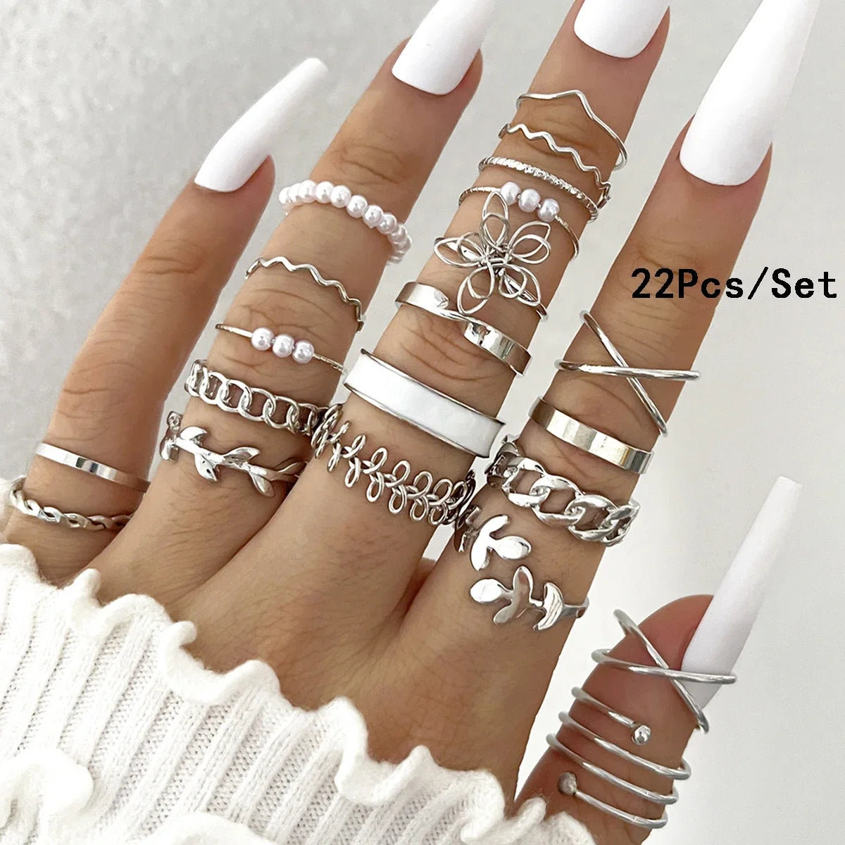 30Pcs Bohemian Geometric Knuckle Rings Set For Women Gold Silver Color Finger Ring Gi alternate view