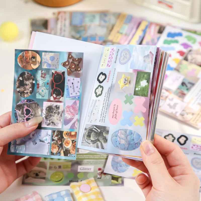 30 Sheets Vintage Retro Memo Sticker Book | Dual Texture Die-Cut Stickers for DIY Crafts detail view