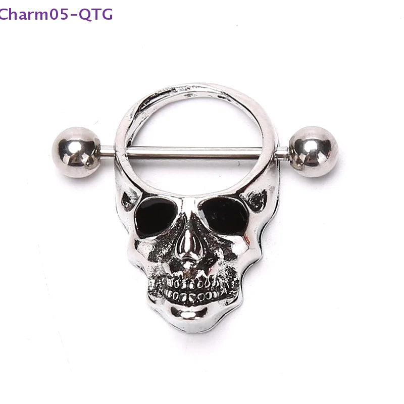 Hot! Skull Bars Nipple Ring Piercing Bar Stainless Steel Barbell Body Breast Jewelry