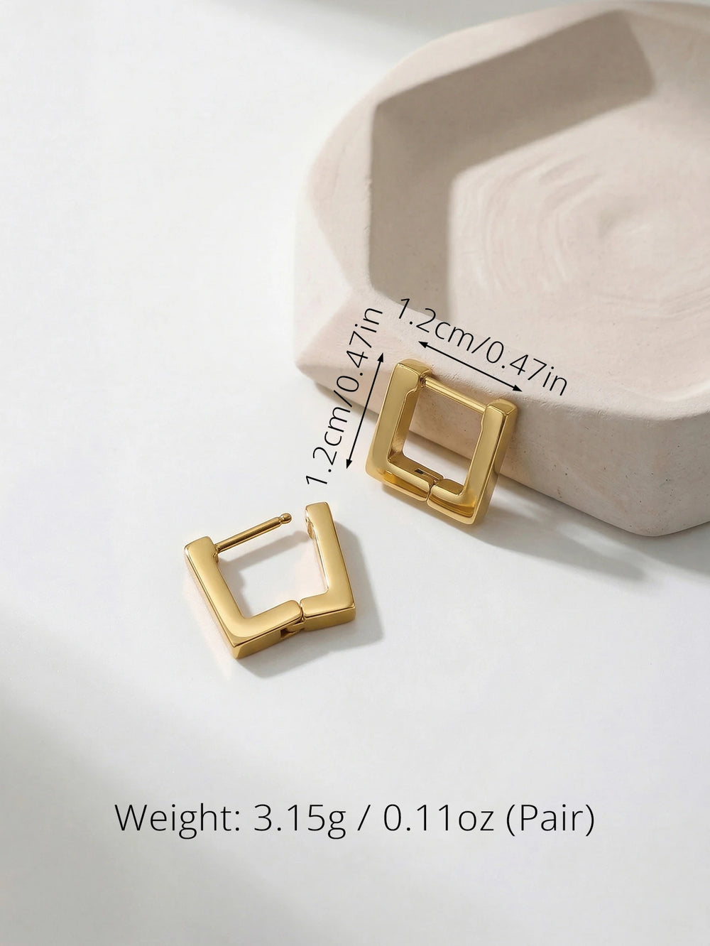 Unisex Stainless Steel Rectangular Hoop Earrings for Men Women Punk Rock Triangle Hugg close-up view