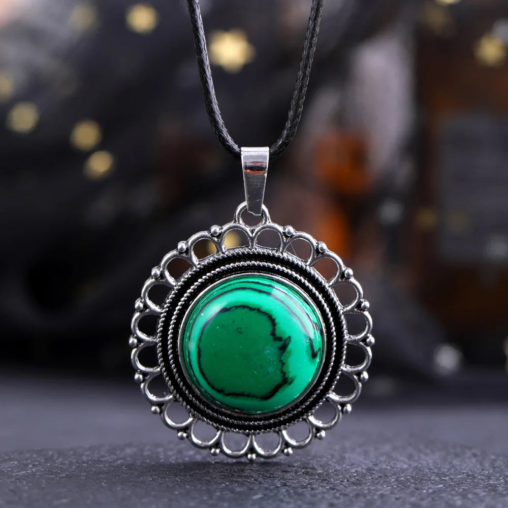Lace Agate Pendant Necklace | Vintage Handmade Crystal Jewelry alternate view