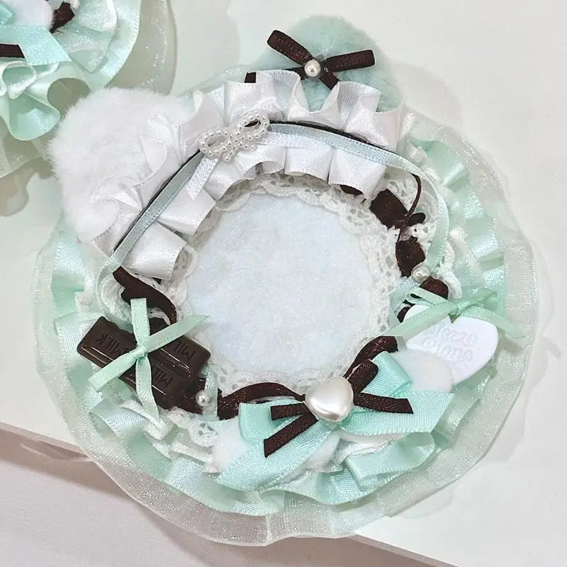 Cute Rabbit Ears Lace Ribbon Badge Holder Itabag Decoration Fill Badge Holder Handmade B detail view