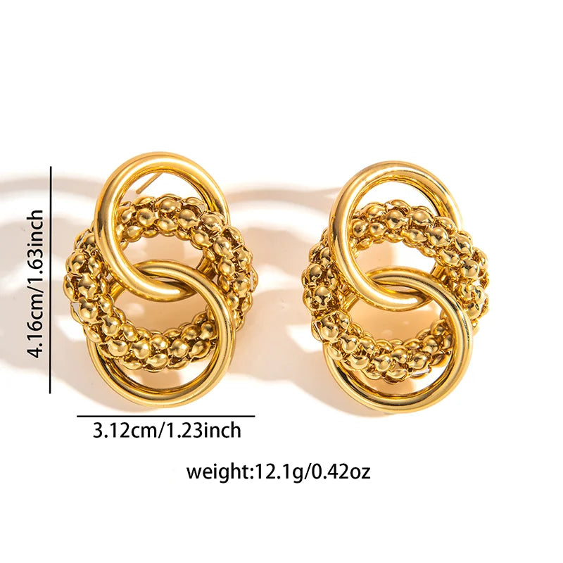 316L Stainless Steel Circular Splicing Earrings | Fashion Punk Hip Hop Jewelry Gift lifestyle view