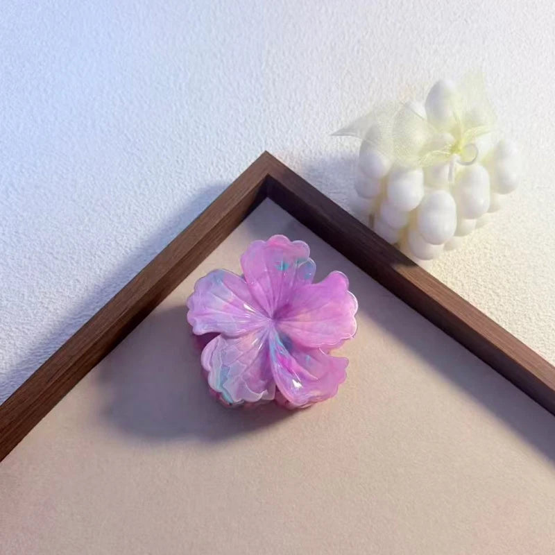 1/6pcs Rendering Colorful Flower Hair Clip for Woman Elegant Korean Style Shark Clip Fashion Girl's Ponytail Clip Hair Clamp